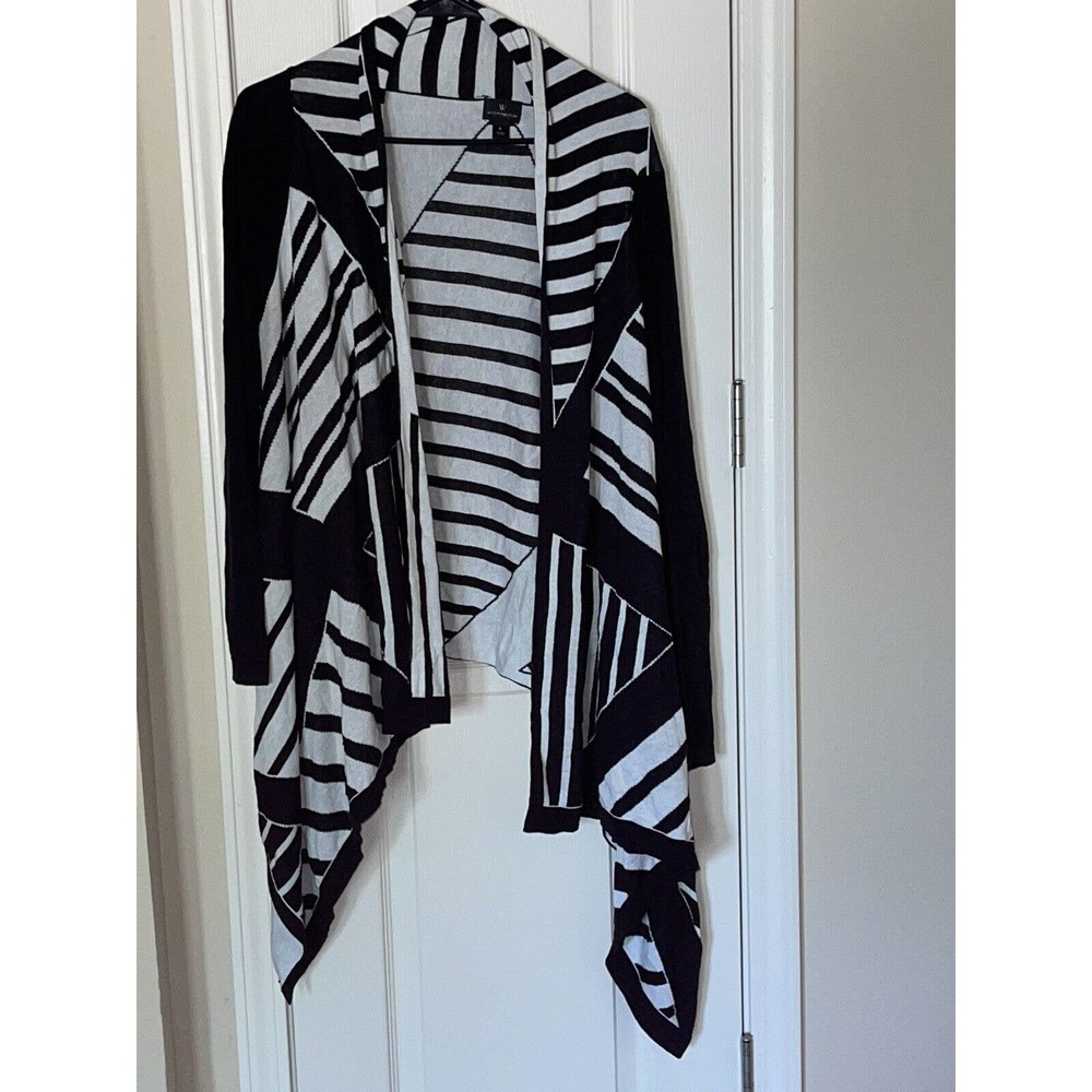 Women’s Worthington Cardigan Sweater White Black Open Front Long Sleeve Large - Picture 5 of 5